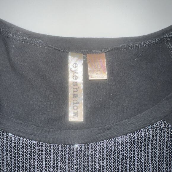 Eyeshadow Black Sequin Front Tunic Top Size Large 3/4 Sleeve Party Blouse - Picture 6 of 7